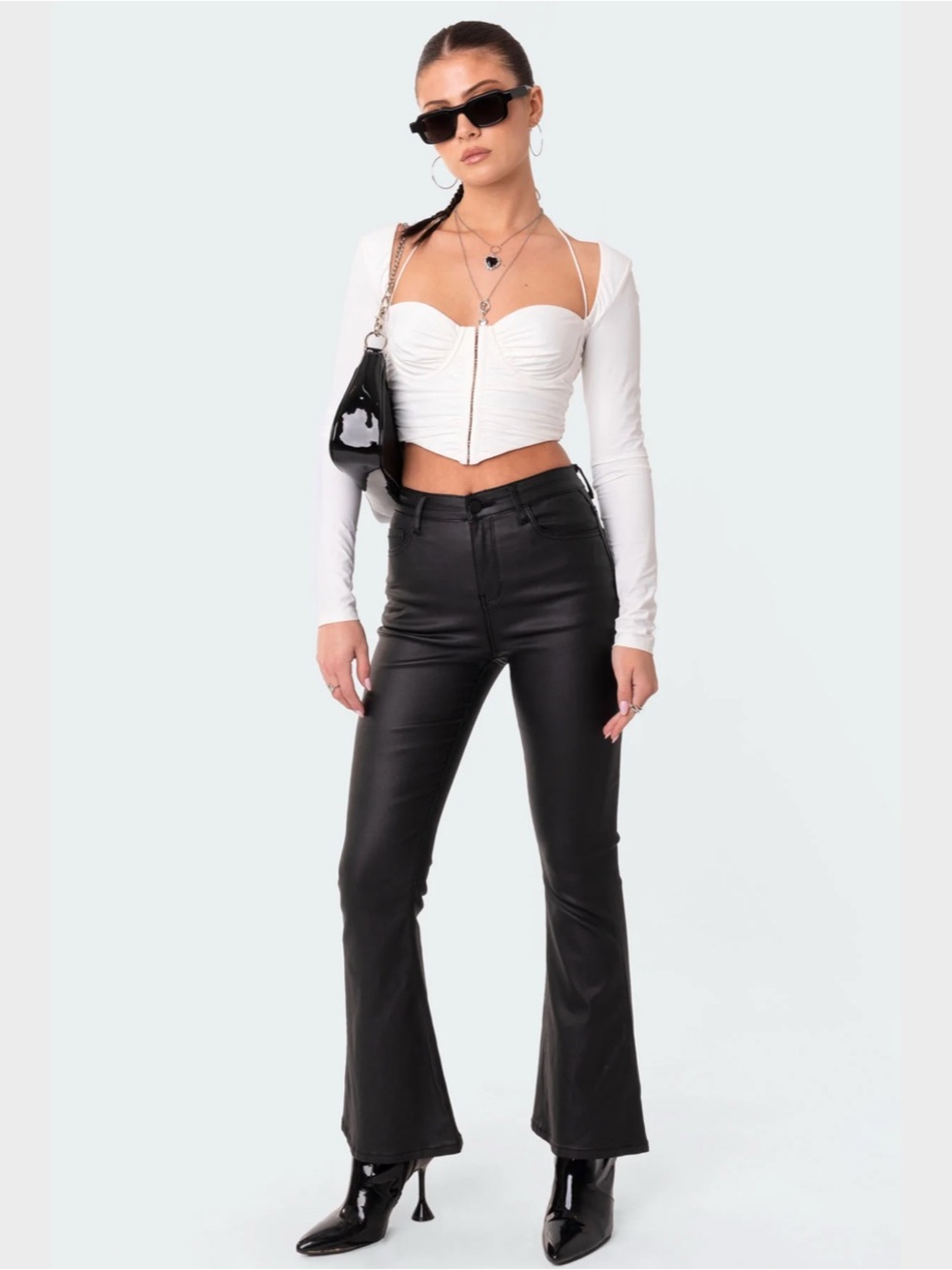 EDIKTED Luna Faux Leather Pants PETITE